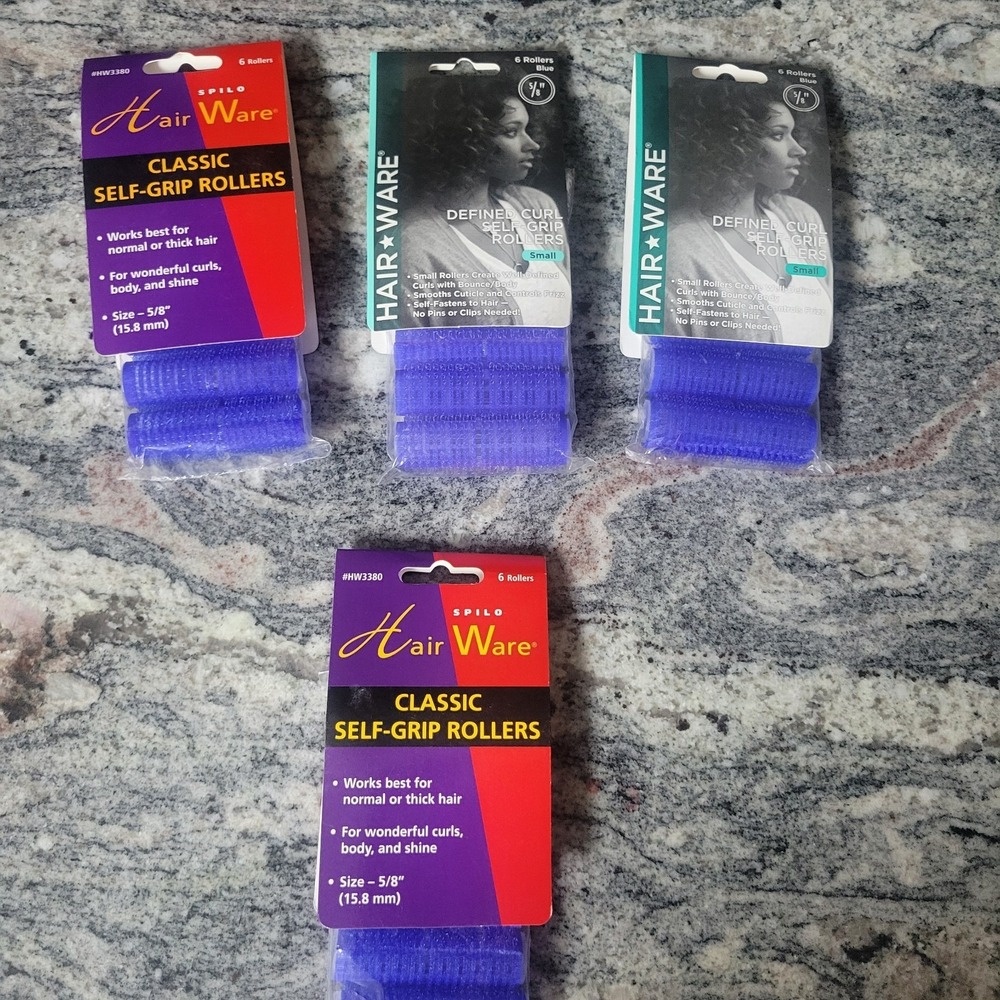 Hair Ware 4pk Blue Self-Grip Rollers 5/8 Inch Small 24‎ Total